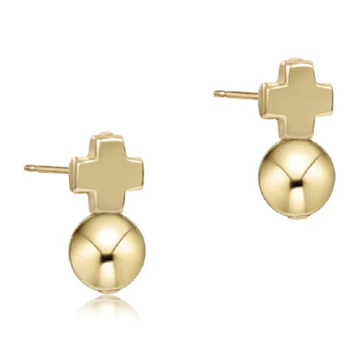 Signature Cross Gold Stud - Gold Earrings Enewton   