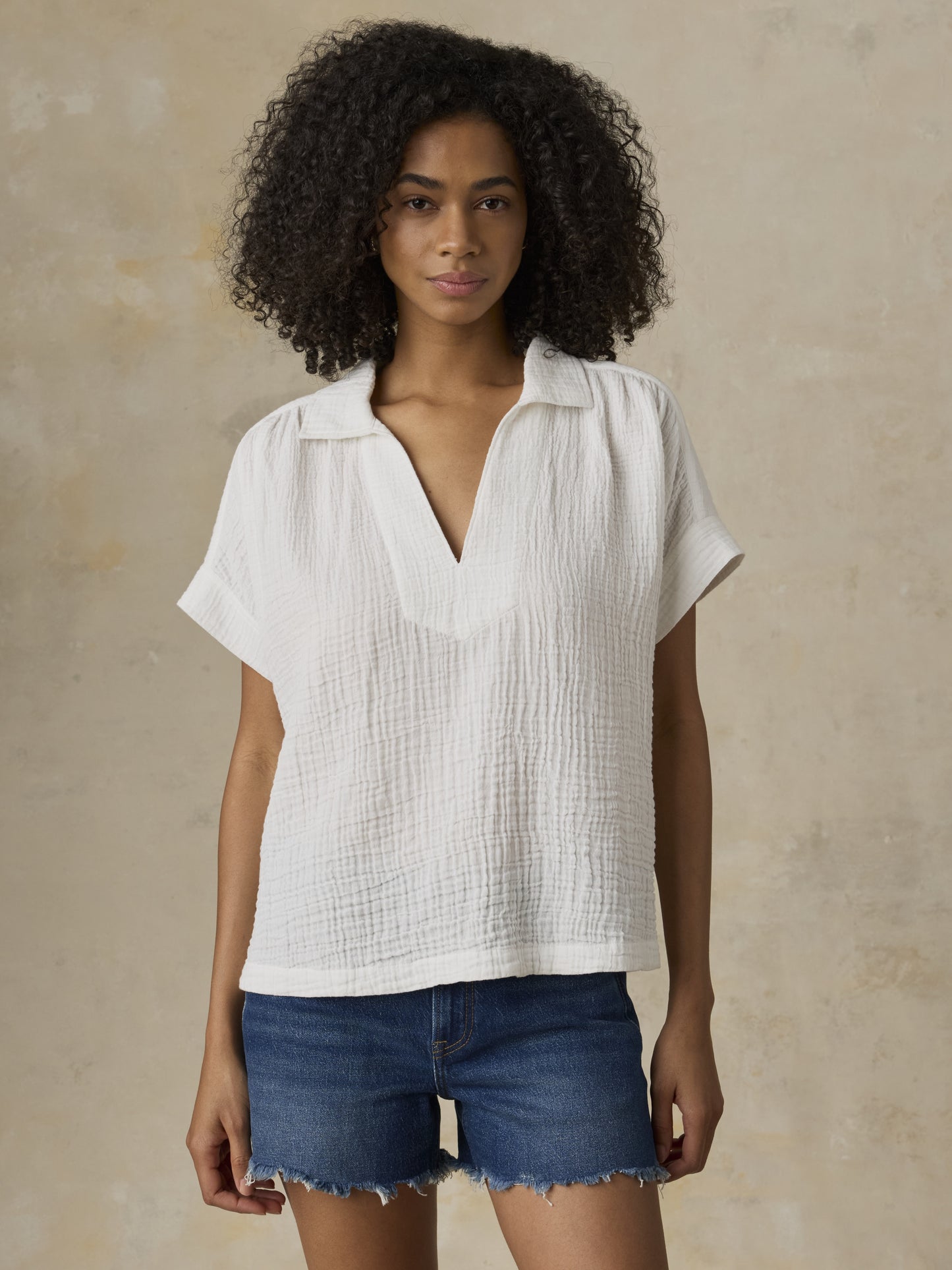 Dune Cotton Gauze Zoe Top - White TOP Faherty Brand
