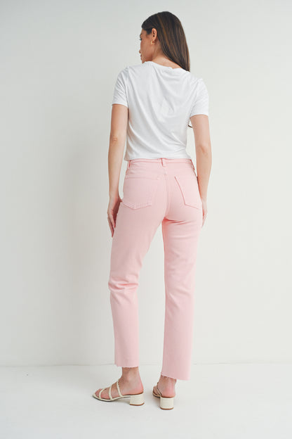 Cut-off Cropped Straight Leg Pants - Pink Lemonade PANTS Just Black Denim   