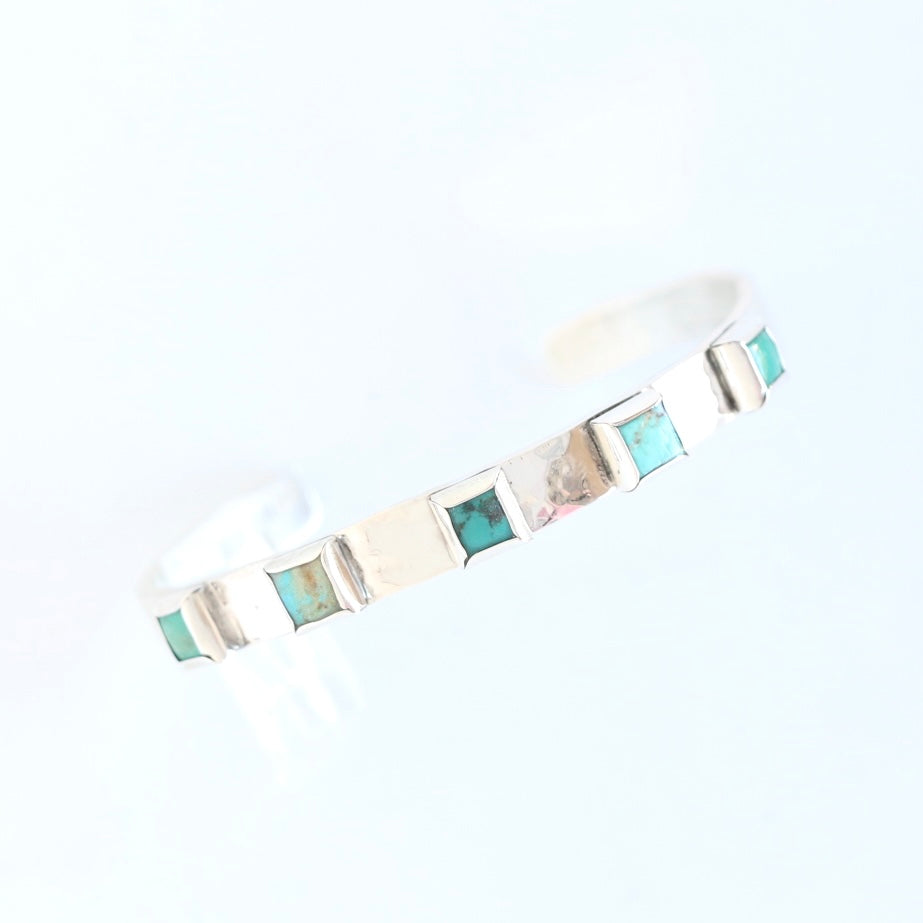6mm Hammered Sterling Cuff with 5 Square Turquoise (Evenly-Spaced) Cuffs Richard Schmidt