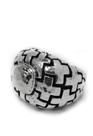 Carved Crosses Ring with Dome Top Rings Dian Malouf All Silver 5