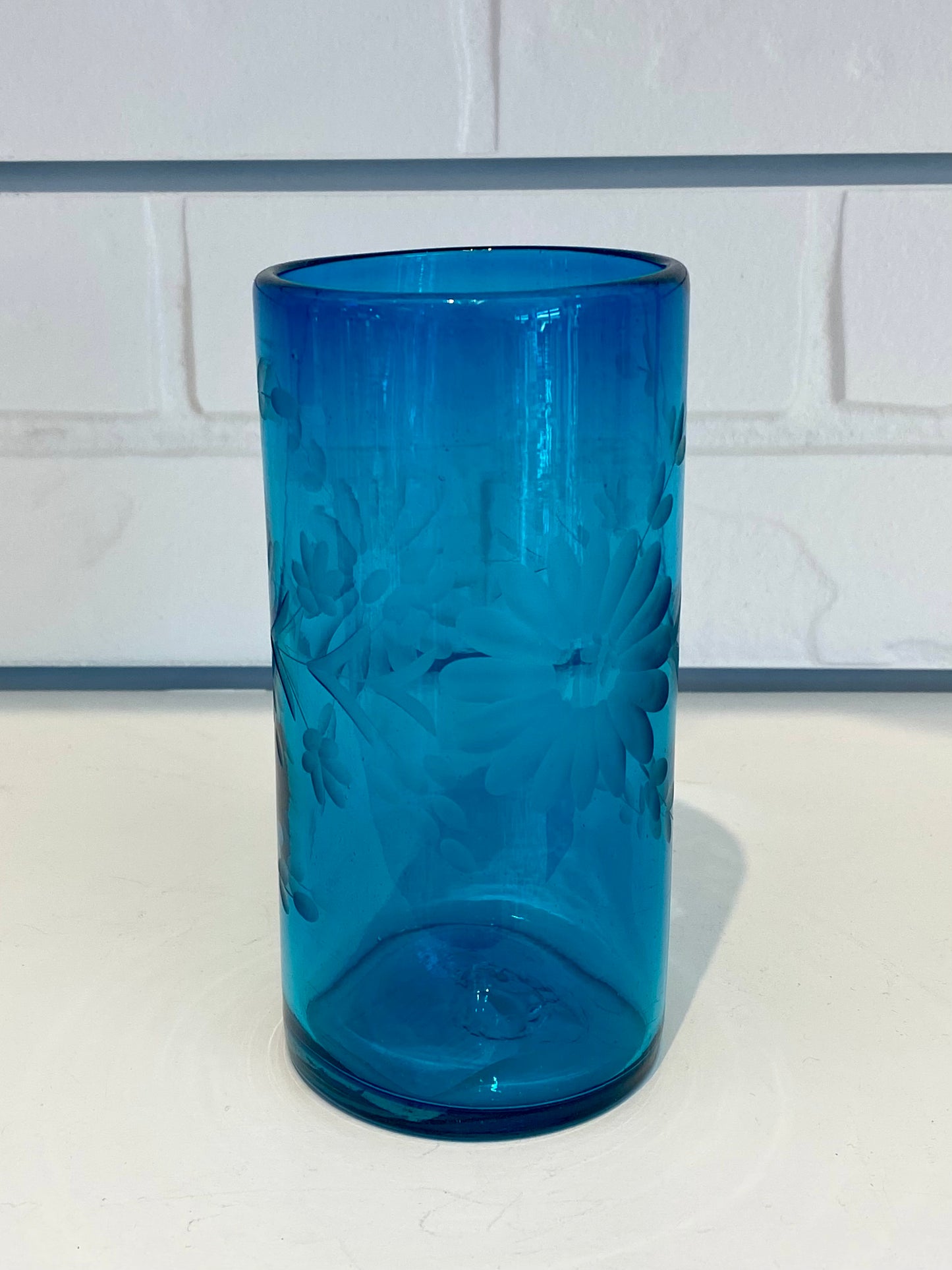 Mexico Condessa Glass Tumbler - Aqua Tumblers Rose Ann Hall Designs