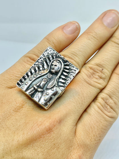 All Silver Rectangle Guadalupe Ring Rings Dian Malouf   