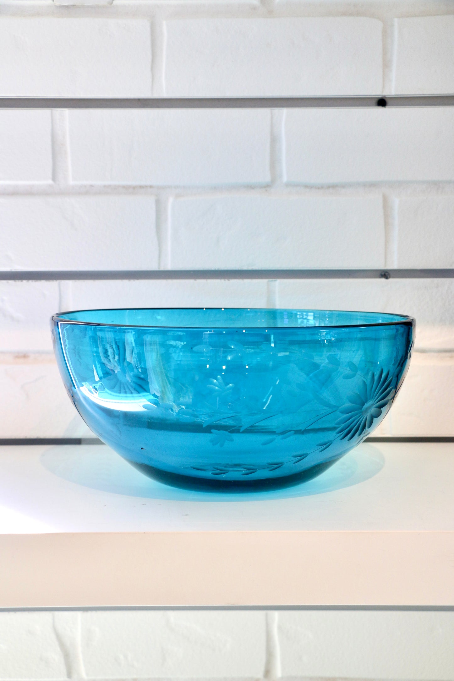 Mexico Condessa Glass Serving Bowl - Aqua Bowls Rose Ann Hall Designs