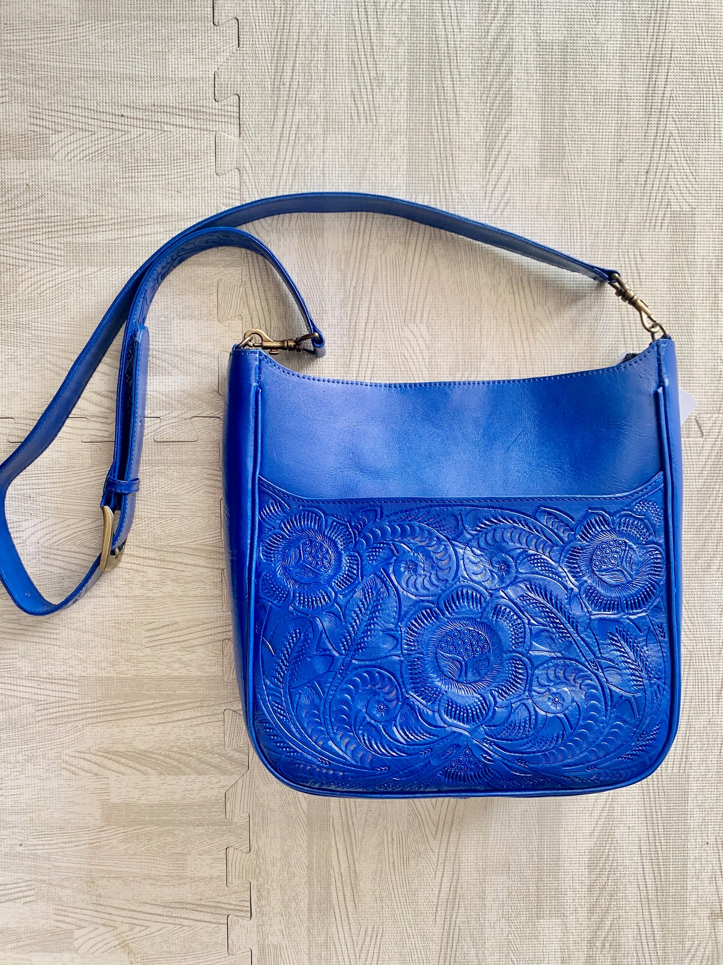 Kellita Hand-Tooled Leather Crossbody Crossbodies Hide and Chic Blue (In-stock!)  