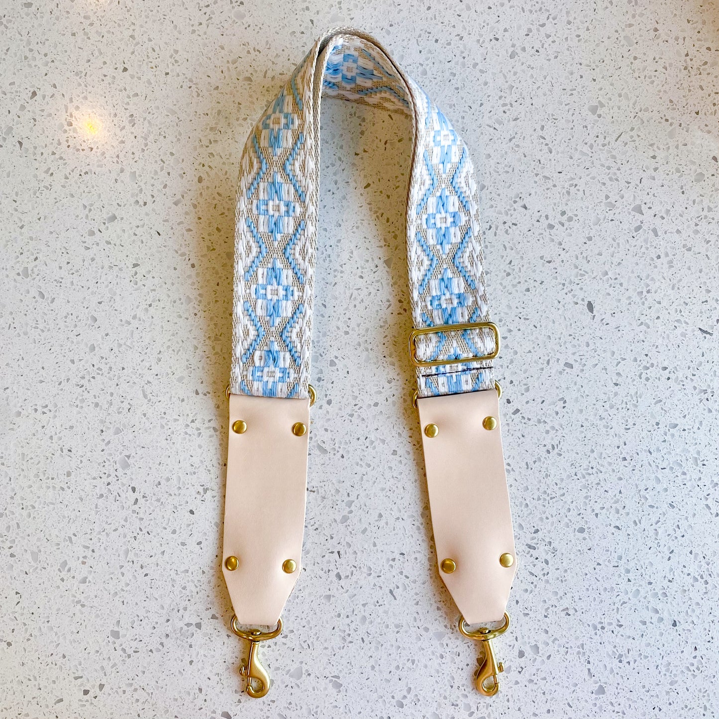 Fancy Strap - Boho Baby Blue/White/Sand Luggage Straps Indigo Laine
