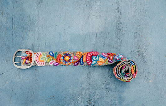 Kim Bright Multicolored Embroidered Belt Belts Madeline Parks   