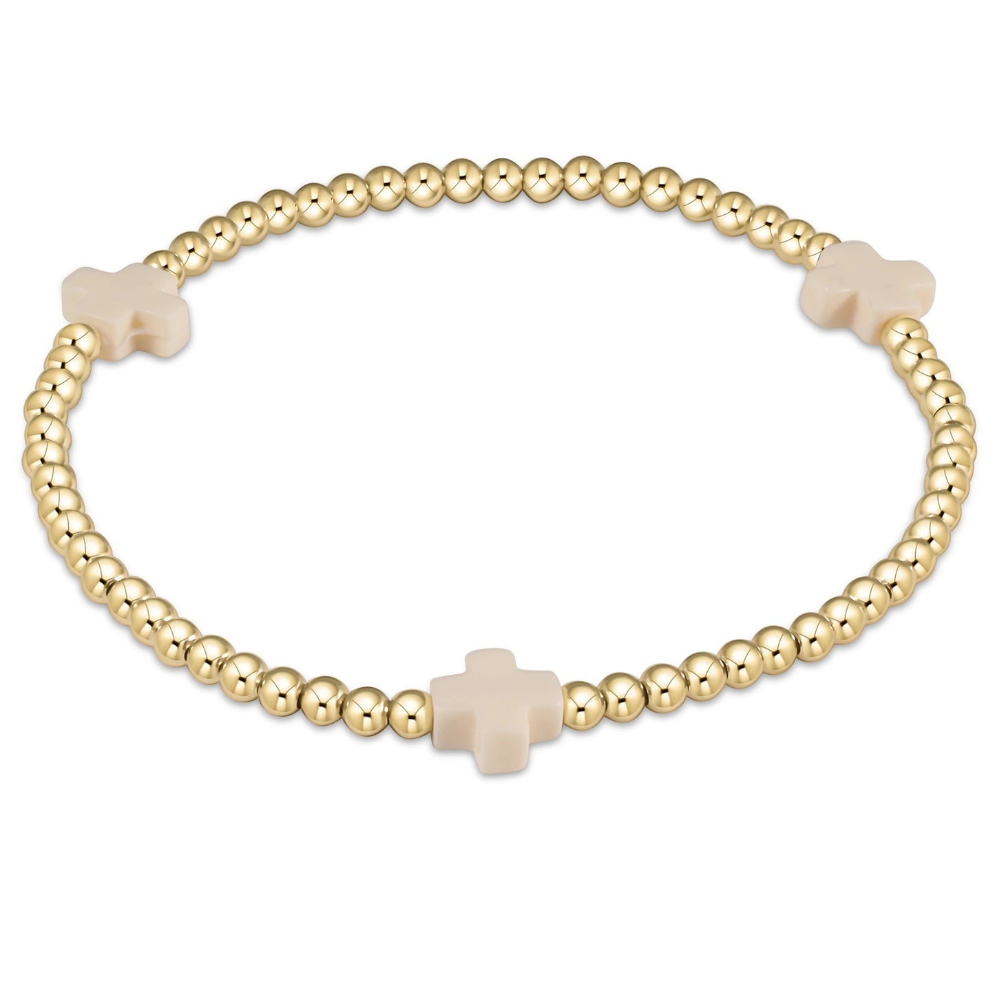 Signature Cross 3mm Beaded Bracelet - Off White Bracelets Enewton