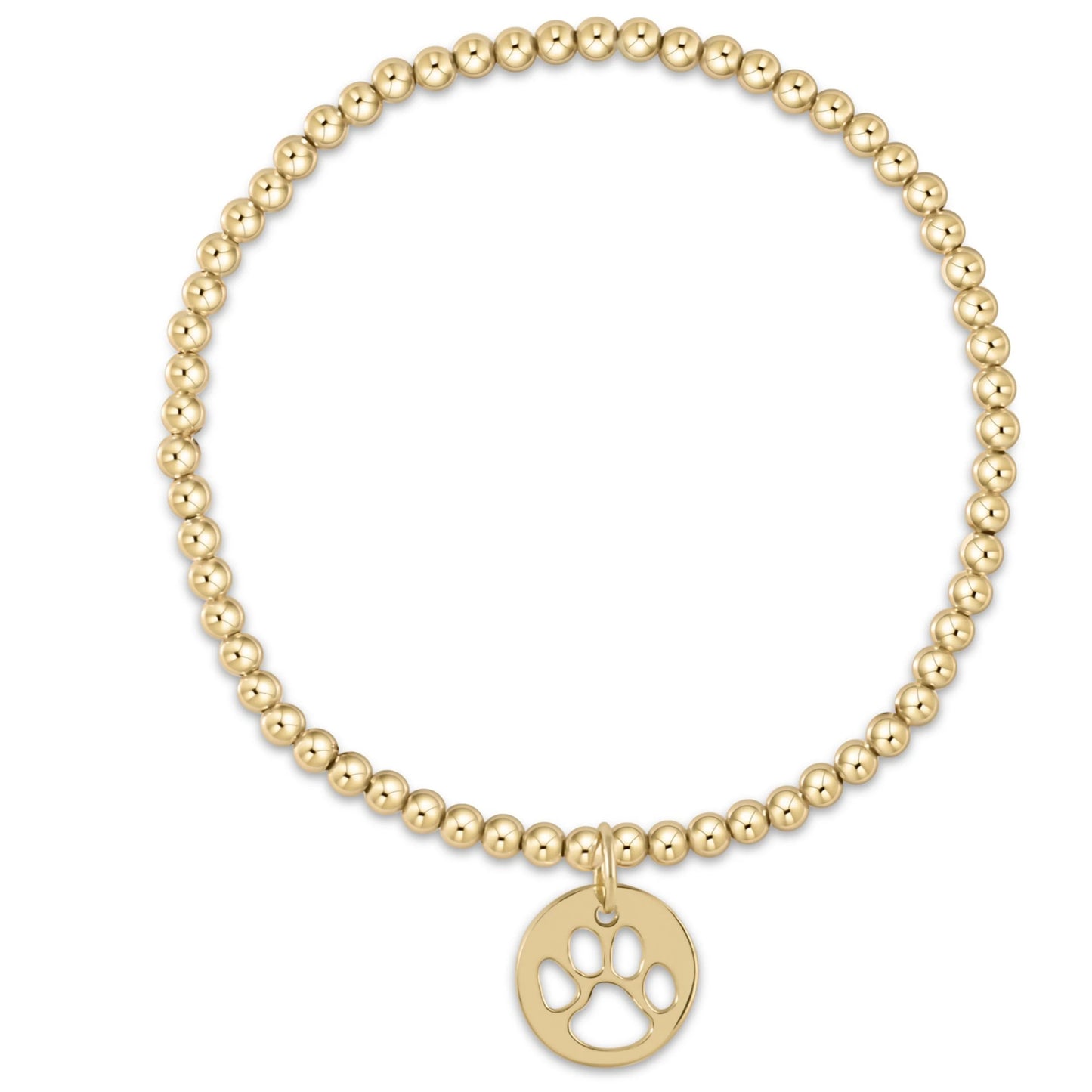 Classic Gold 3mm Bead Bracelet - Paw Print Bracelets Enewton