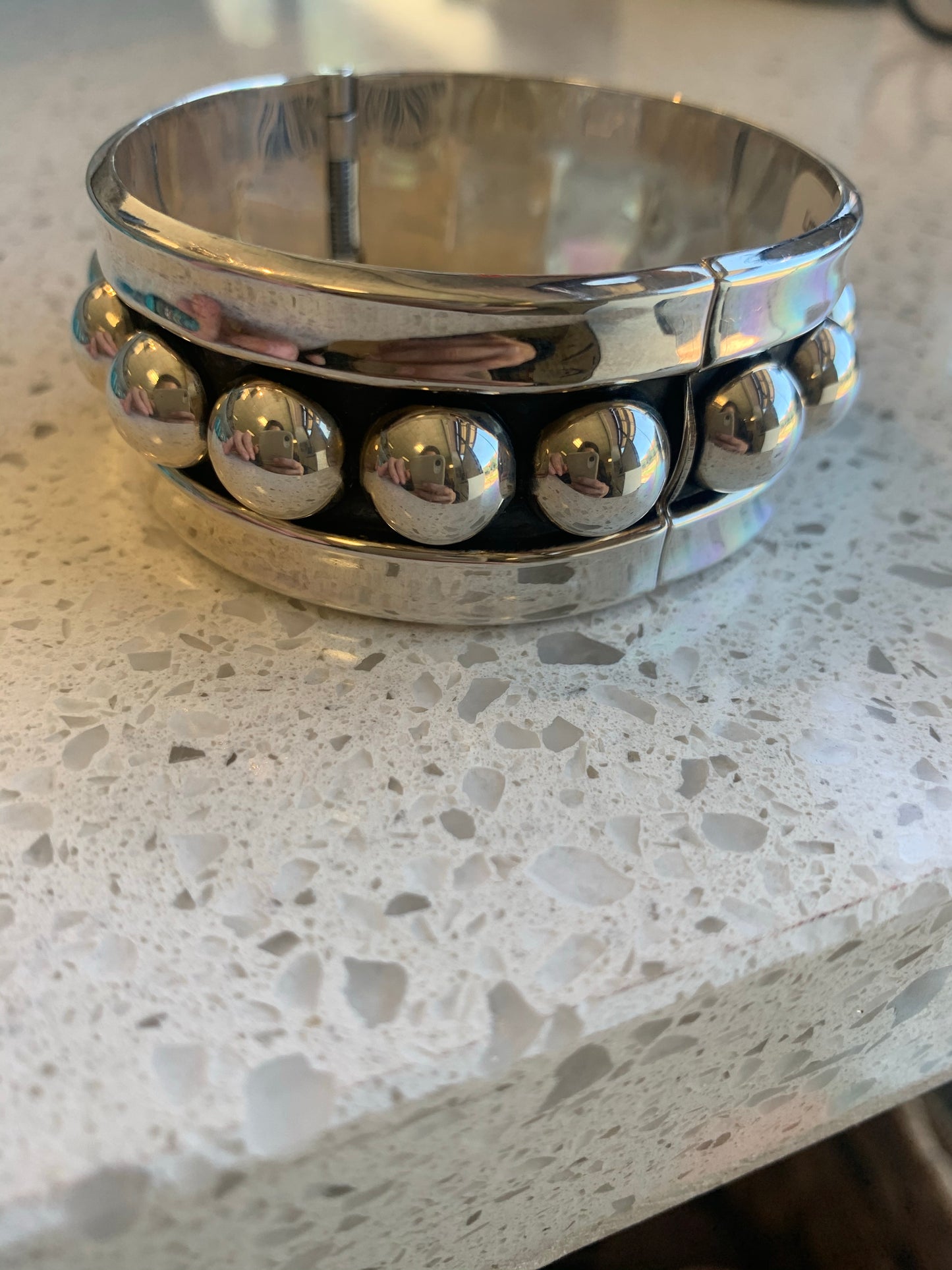Hinged Sterling Bead Ball Cuff Bracelets Dian Malouf