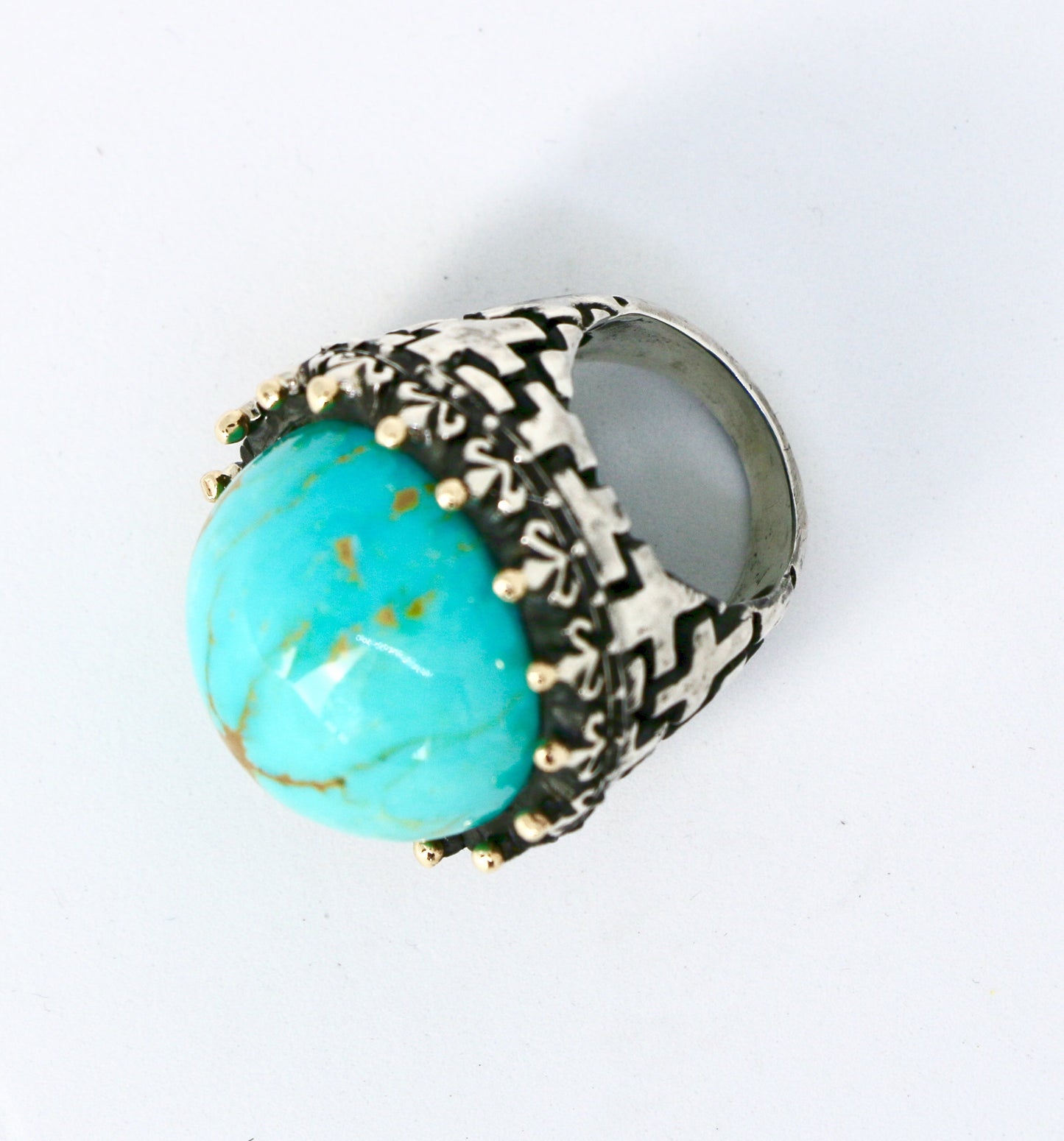 Dome Stone with Crosses Shank Ring Rings Dian Malouf