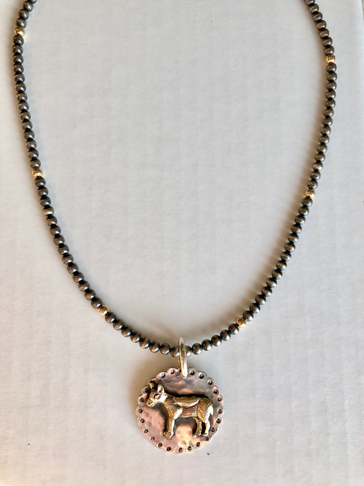 4mm Navajo Pearl with Gold Beads Necklace Necklaces Richard Schmidt