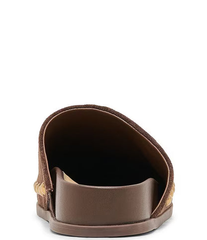 Joney Studded Mule Slide - Dark Brown Suede