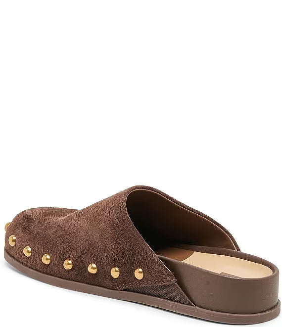 Joney Studded Mule Slide - Dark Brown Suede