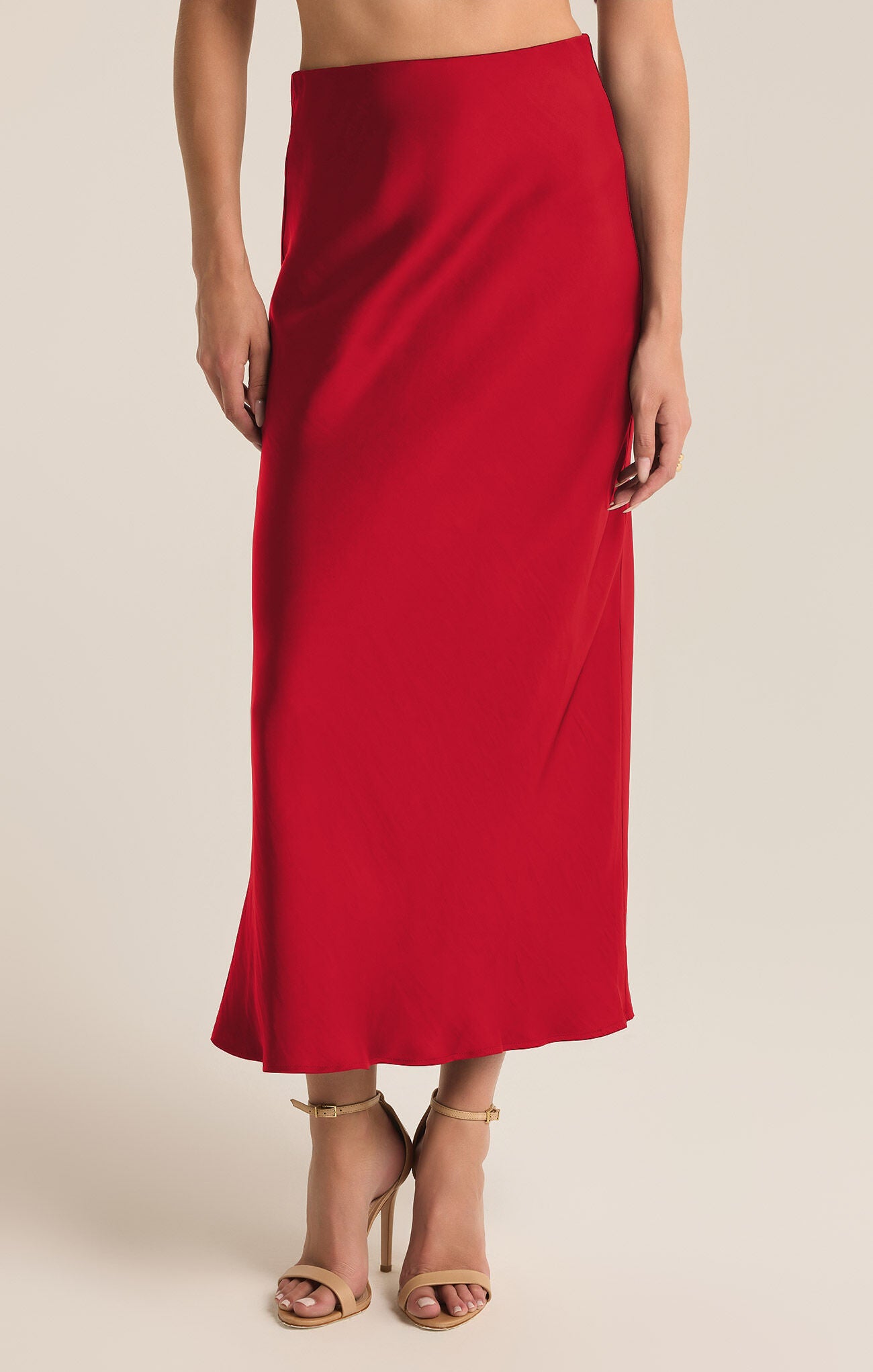 Europa Poly Sheen Skirt - Haute Red SKIRTS Z Supply   