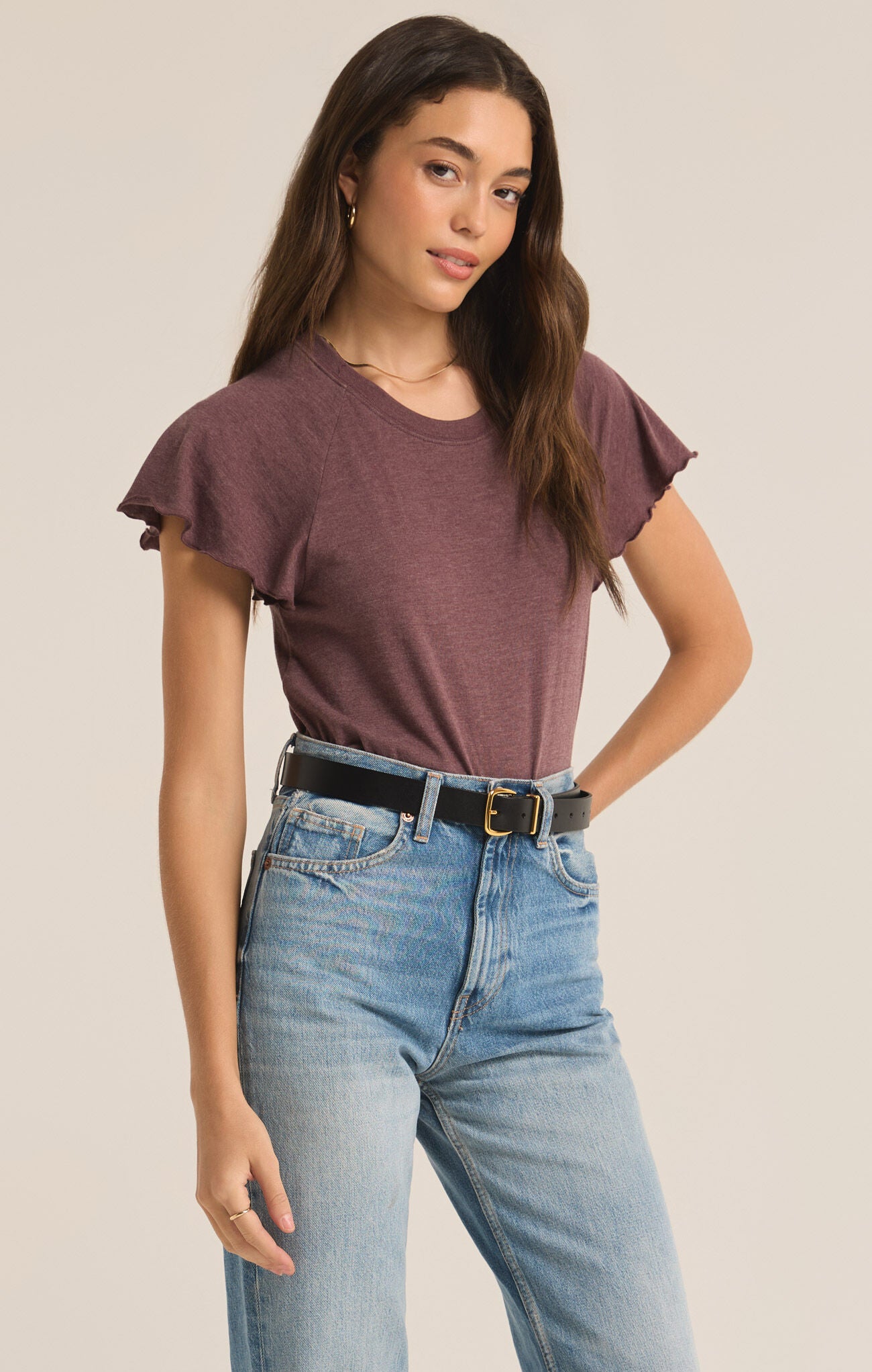 Abby Flutter Tee - Cocoa Berry T-Shirts Z-Supply   