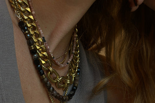 Petrified Wood and Tourmaline Necklace NECKLACES Rachel Nathan