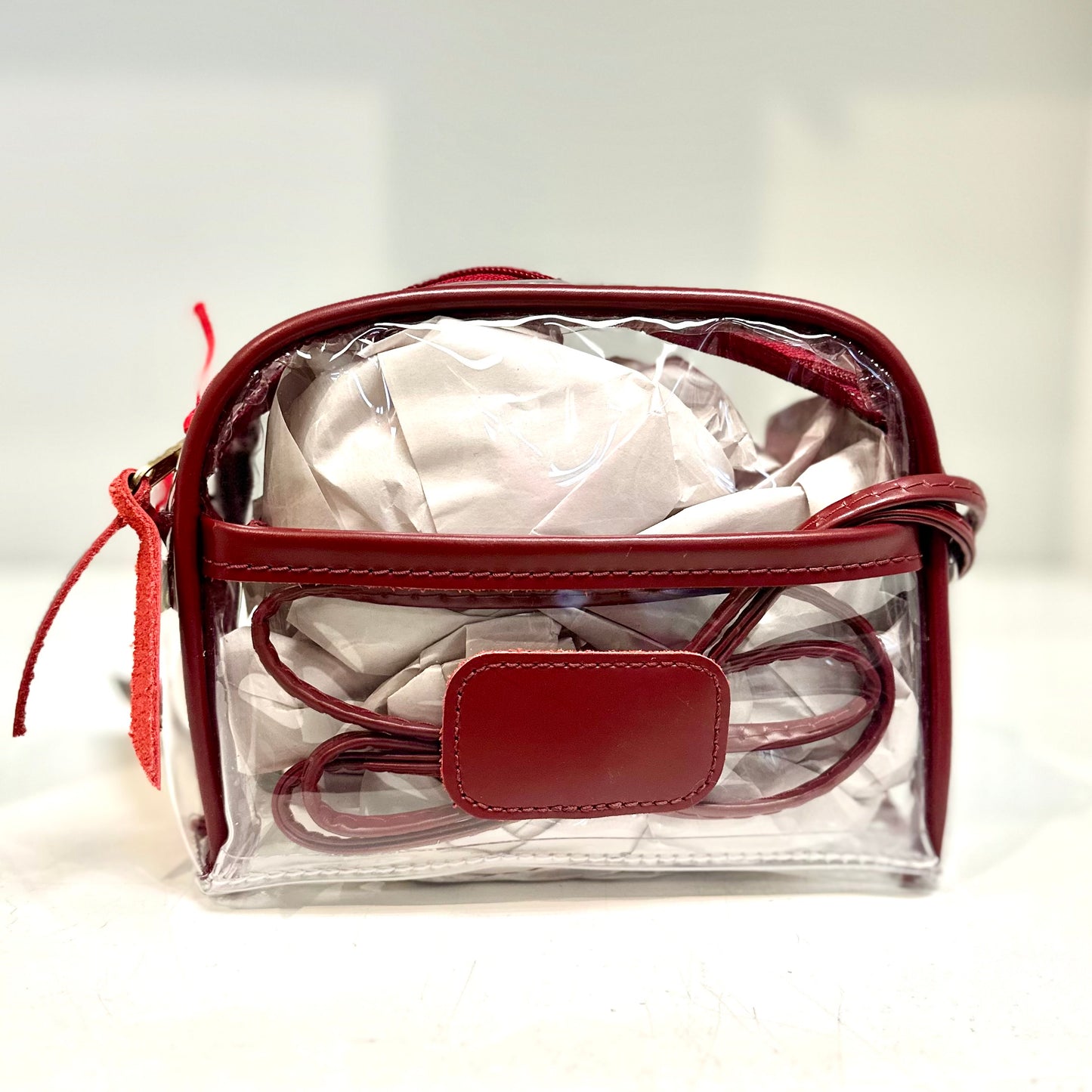 Clear Becky Wine Leather Shag Bags Jon Hart   