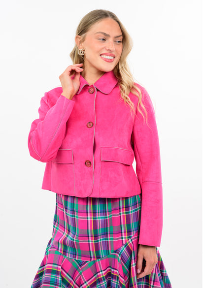 Suede Patch Pocket Jacket - Hot Pink CARDYORJKT Ivy Jane