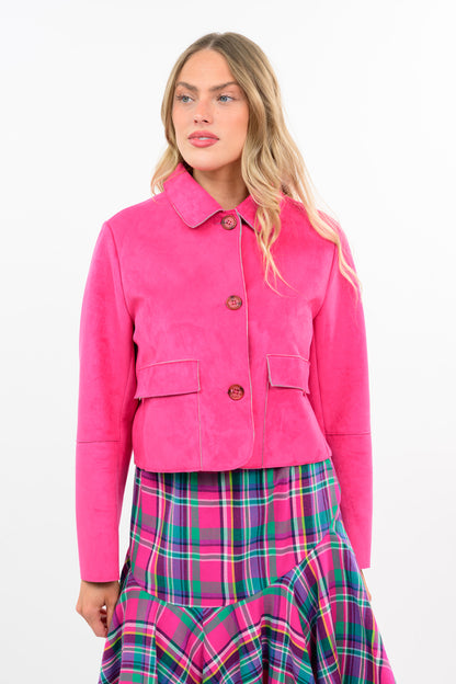 Suede Patch Pocket Jacket - Hot Pink CARDYORJKT Ivy Jane