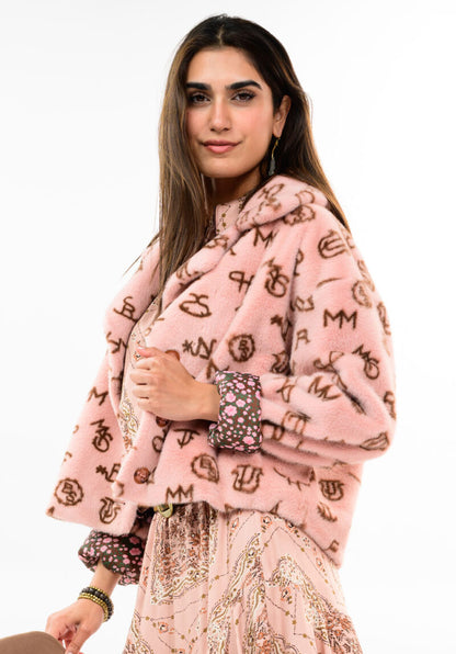Branded Fur Jacket - Blush CARDYORJKT Ivy Jane