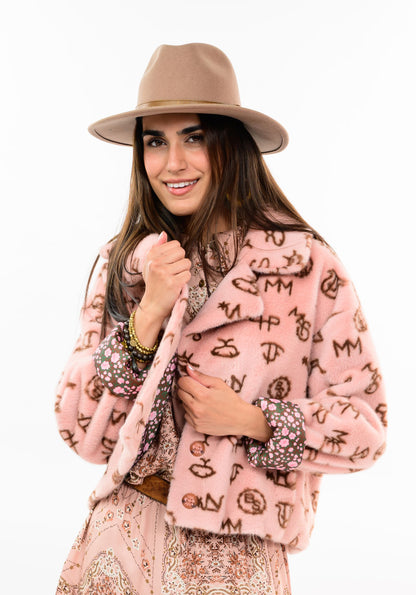 Branded Fur Jacket - Blush CARDYORJKT Ivy Jane