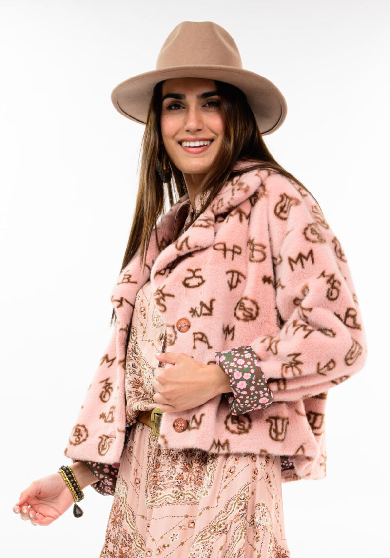 Branded Fur Jacket - Blush CARDYORJKT Ivy Jane