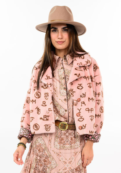 Branded Fur Jacket - Blush CARDYORJKT Ivy Jane