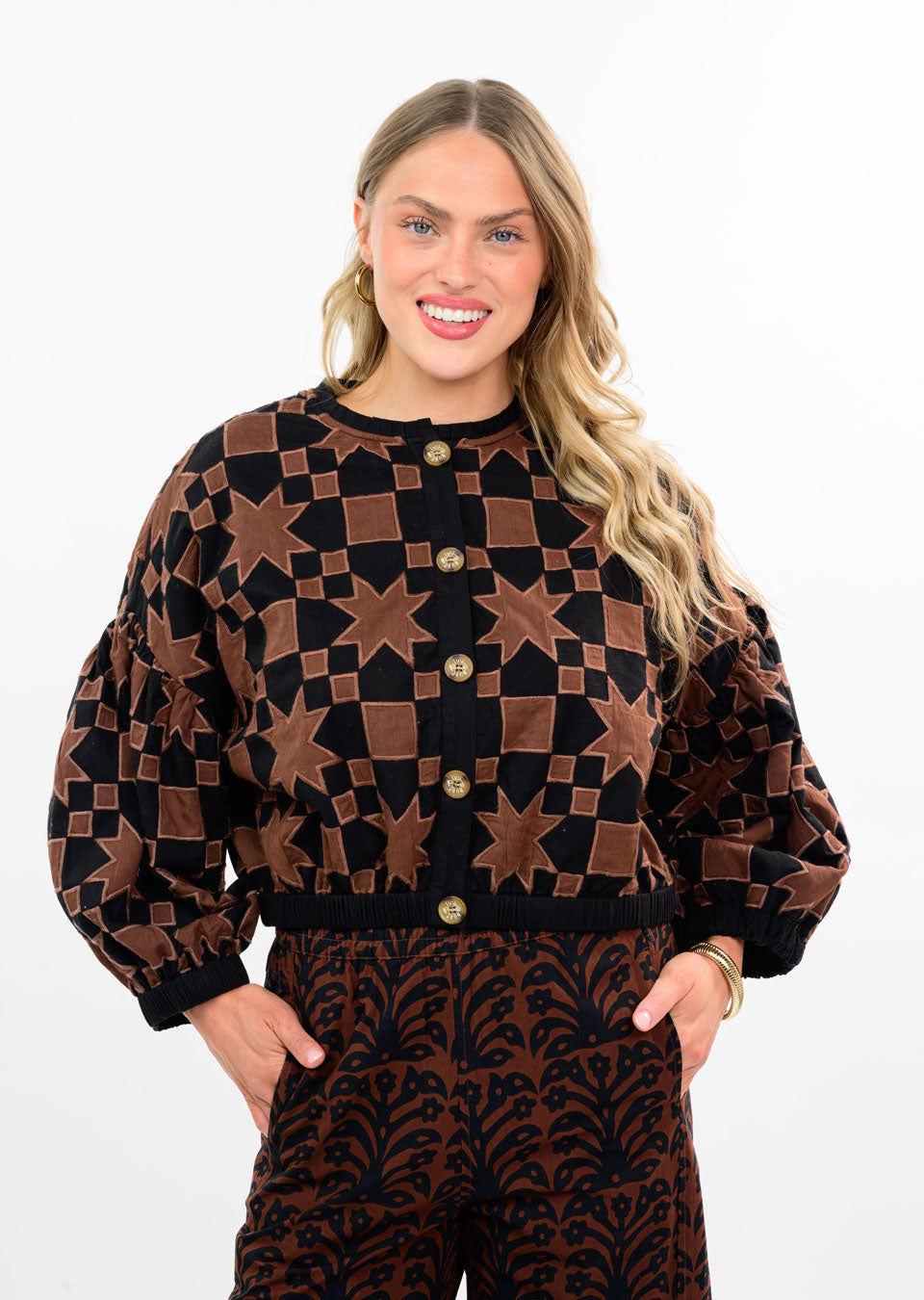 Quilted Star Jacket - Brown/Black CARDYORJKT Ivy Jane