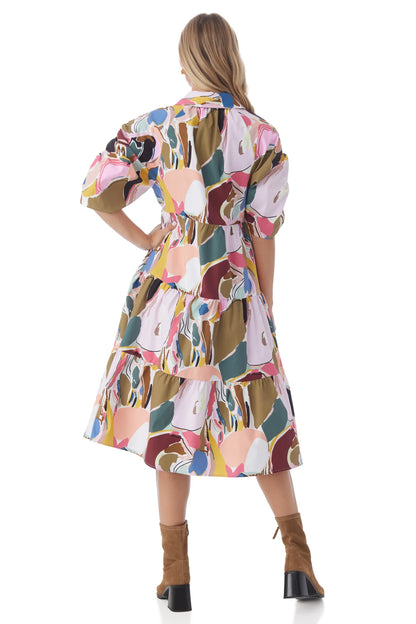 Whit Dress - Abstract Expression Midi Dresses Crosby   