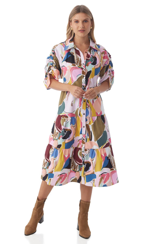 Whit Dress - Abstract Expression Midi Dresses Crosby   