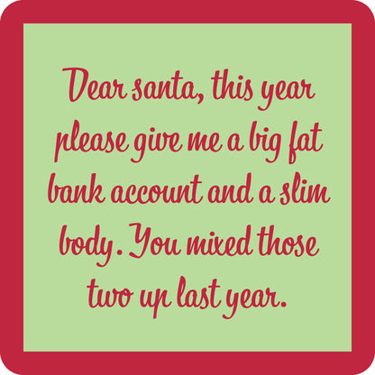 Drinks On Me Coaster - Dear Santa Coasters Drinks On Me   
