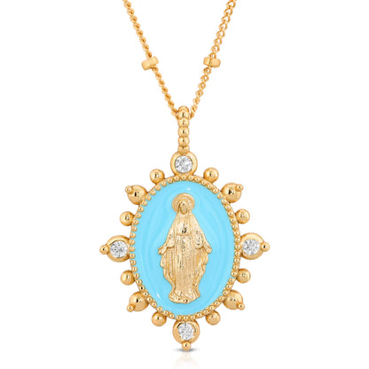 Lady Lourdes Pendant in Aqua NECKLACES JOY DRAVECKY