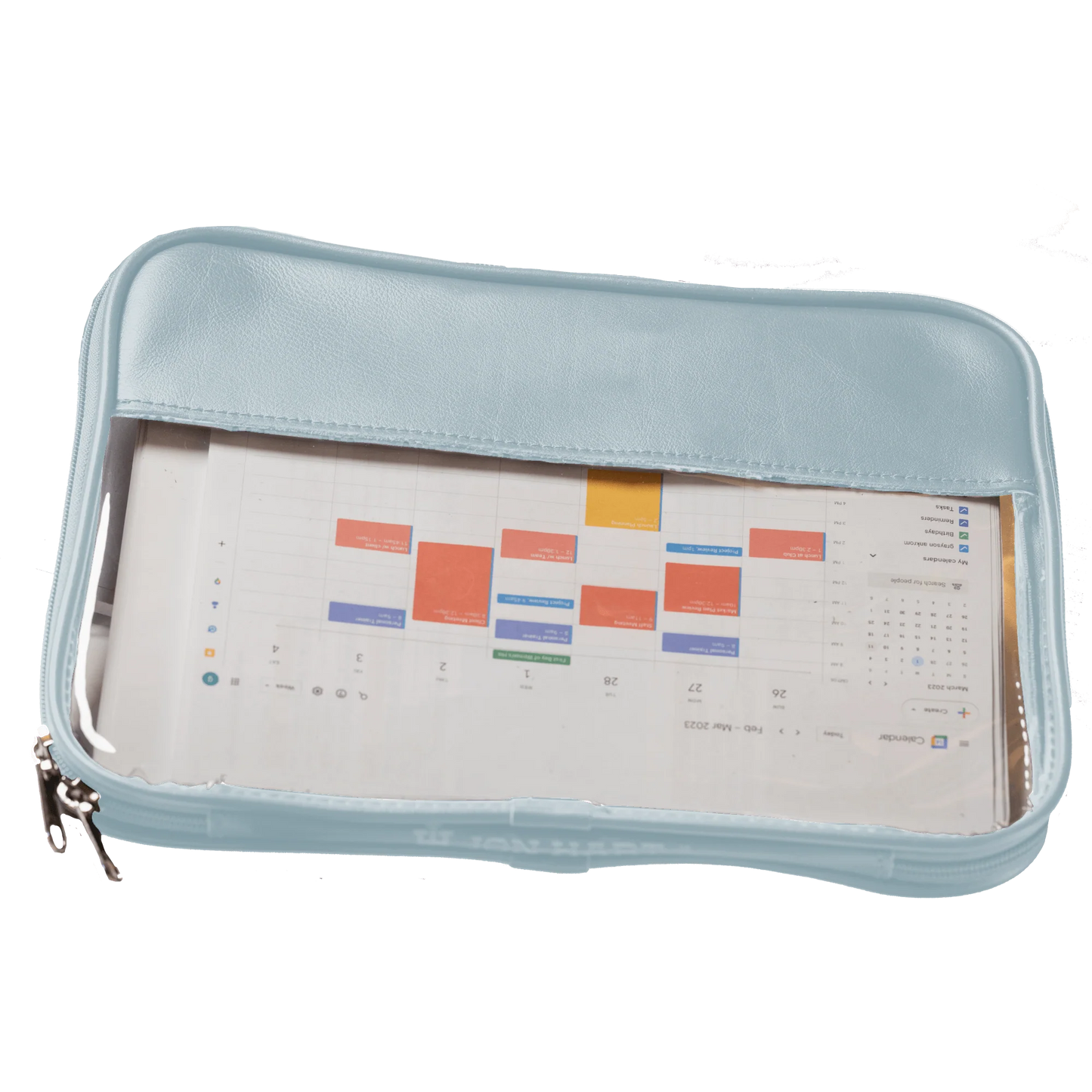 Leather Clear Folio (Order in any color!) Pencil Cases Jon Hart Artic Blue Leather