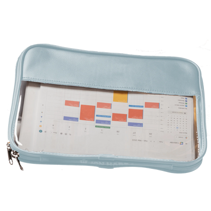Leather Clear Folio (Order in any color!) Pencil Cases Jon Hart Artic Blue Leather