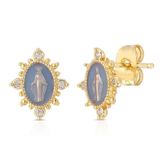 Lady Lourdes Studs - French Blue EARRINGS JOY DRAVECKY