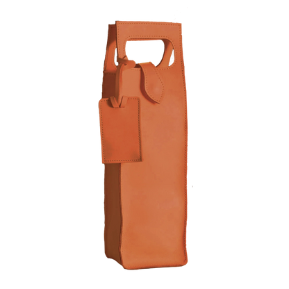 Garrison - Leather Bottle Carrier Bag (Order in any color!) Pouches/Small Bags Jon Hart Orange Leather  