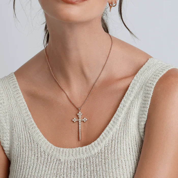 Athena Cross Necklace in Pearl NECKLACES JOY DRAVECKY