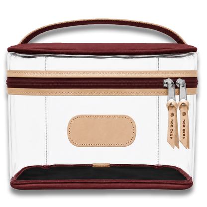 Clear Makeup Case (Order in any color!) HANDBAGS Jon Hart Burgundy Coated Canvas