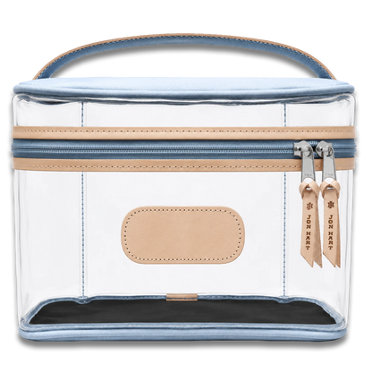 Clear Makeup Case (Order in any color!) HANDBAGS Jon Hart Ice Blue Coated Canvas