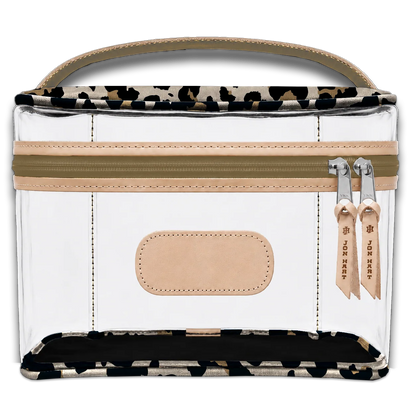 Clear Makeup Case (Order in any color!) HANDBAGS Jon Hart Leopard Coated Canvas