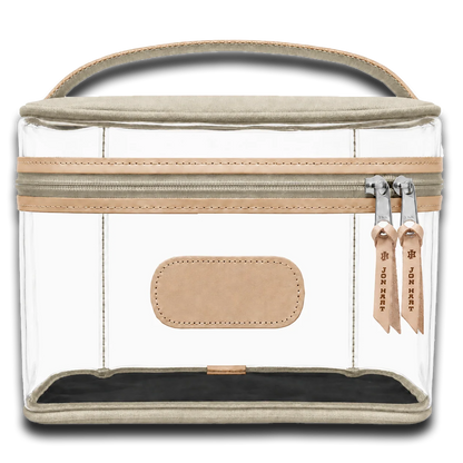 Clear Makeup Case (Order in any color!) HANDBAGS Jon Hart Tan Coated Canvas