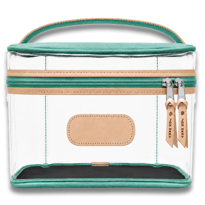 Clear Makeup Case (Order in any color!) HANDBAGS Jon Hart Teal Coated Canvas