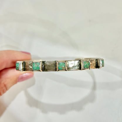 6mm Hammered Sterling Cuff with 5 Square Turquoise (Evenly-Spaced) Cuffs Richard Schmidt