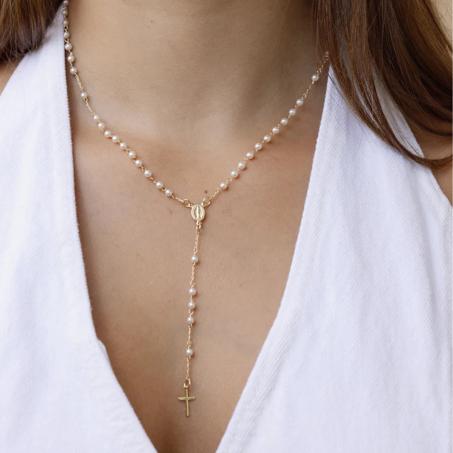 Pearl Rosary with Virgin Mary