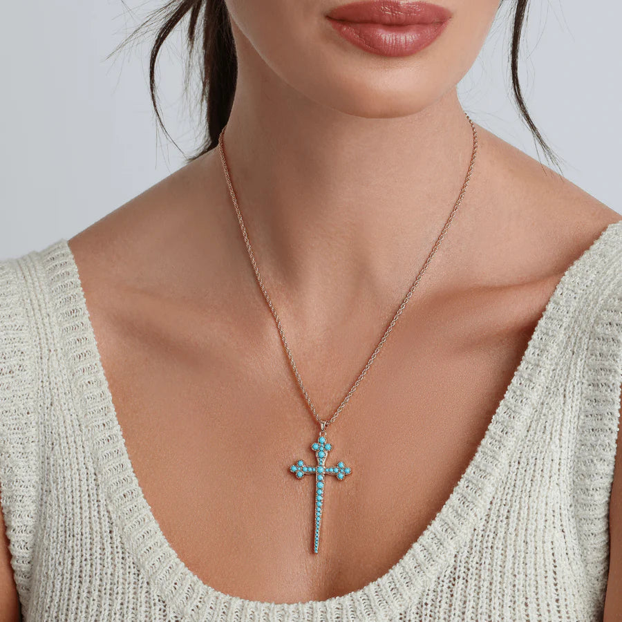Athena Cross Turquoise Necklace