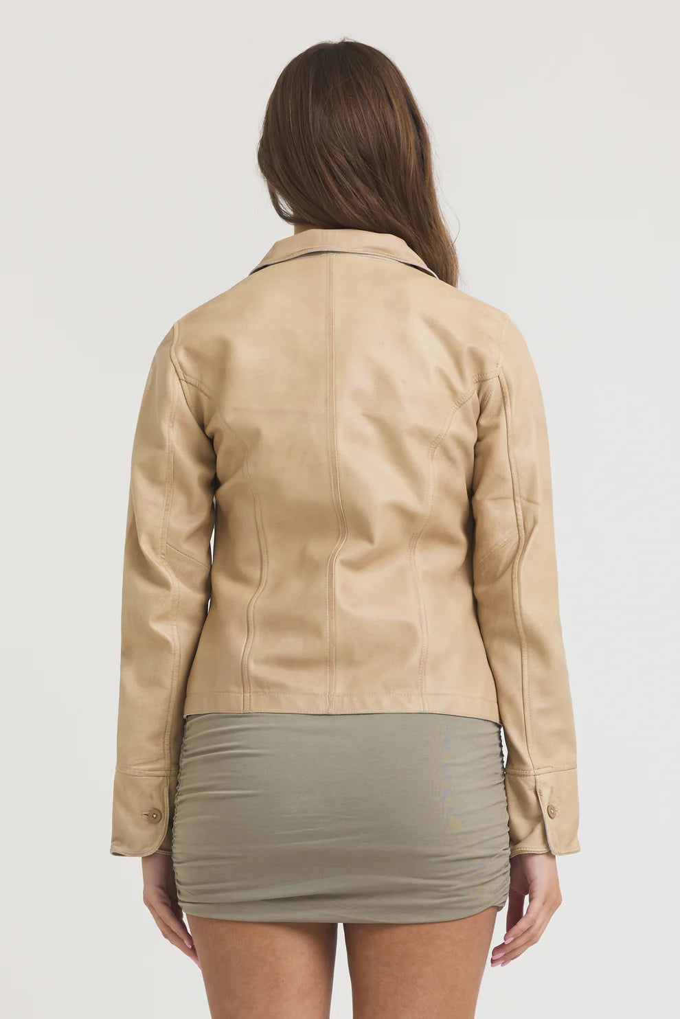 Amelia Patina Leather Jacket - Sand Leather Jackets jakett