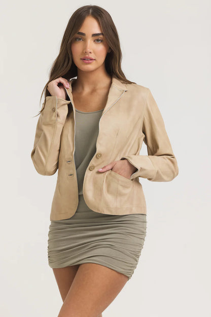 Amelia Patina Leather Jacket - Sand Leather Jackets jakett