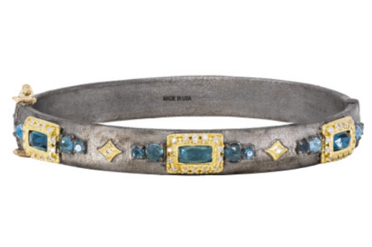 London Blue Topaz with White Diamonds and Morganite Huggie Bracelet BRACELETS Armenta Default Title
