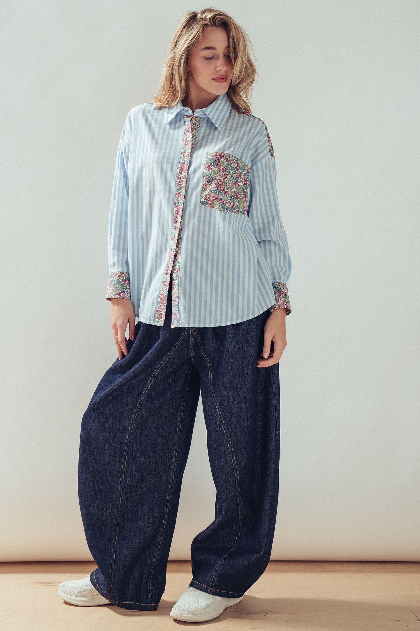 Garden Stripe Button Up TOP Trends